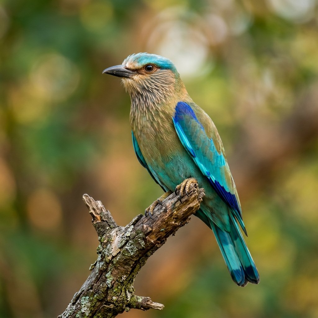 Vibrant blue Indian Roller bird