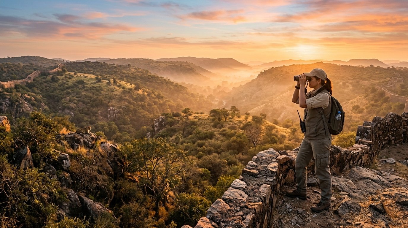 Wildlife conservationist tracking leopards across Rajasthan Aravali wilderness