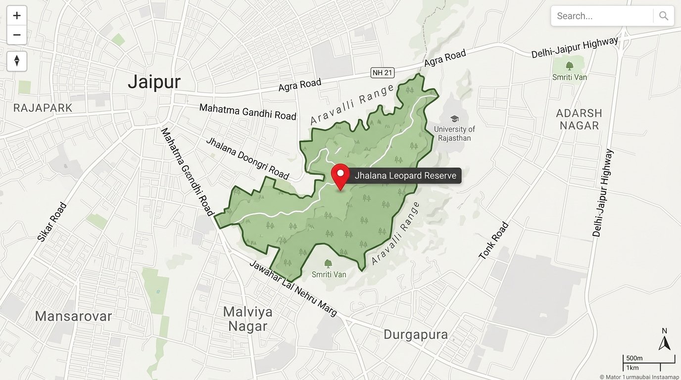 Jhalana Leopard Reserve Location Map